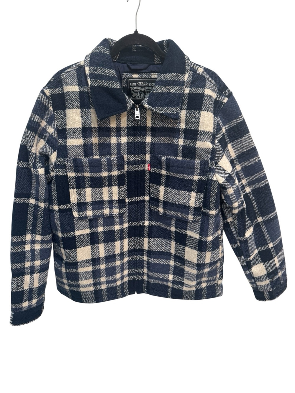 Levi's Men's Blue Plaid Shacket Coat Lined and Insulated Size M Cabincore Work